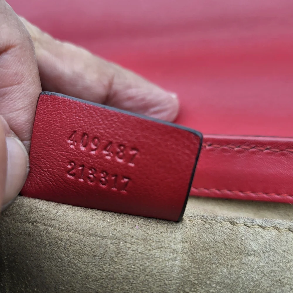 GUCCI GG Supreme Monogram Calfskin Small Padlock Bag Beige Hibiscus Red, W/COA. - Picture 9 of 16